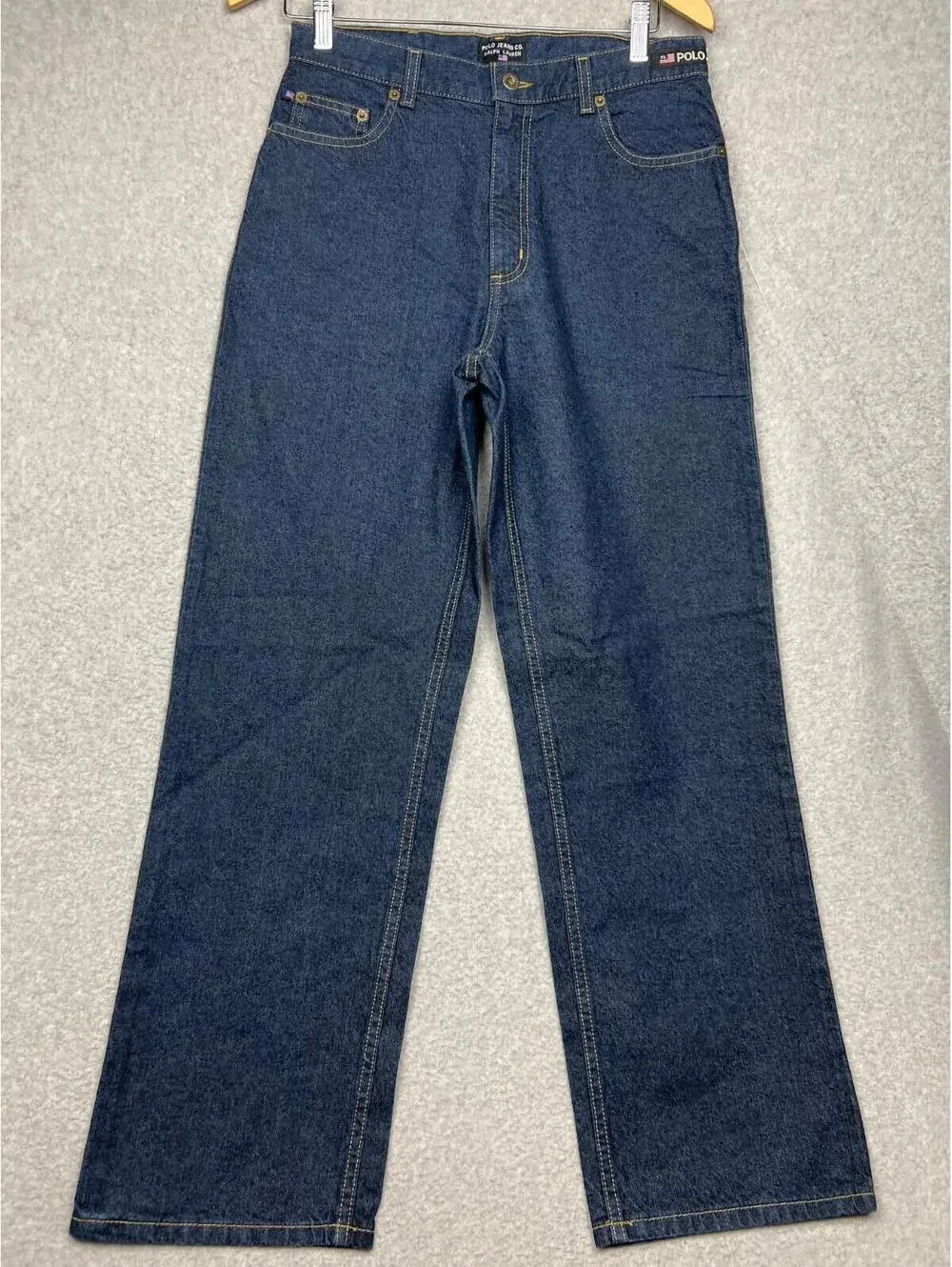 y2k 90s Polo Ralph Lauren Jeans Boys 18 Blue Straight Leg Cotton Classic Med Was
